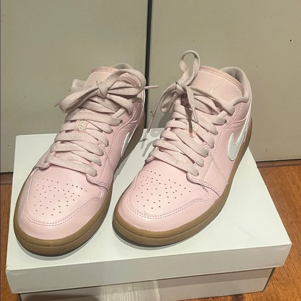 Jordan Pink and White Women's Sneakers - Picture 1 of 5